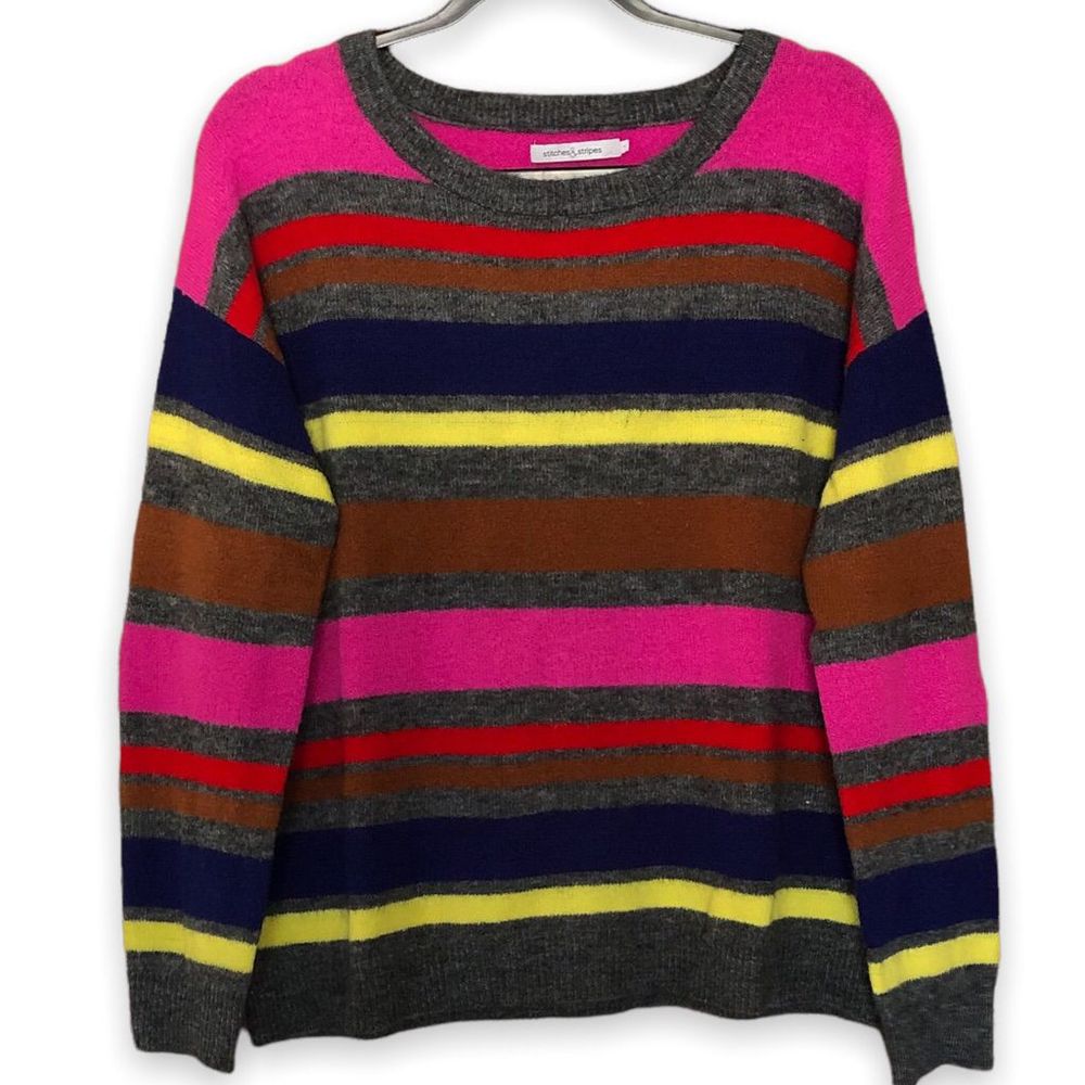 STITCHES & STRIPES size L colorful super soft sweater loose relaxed fit 162